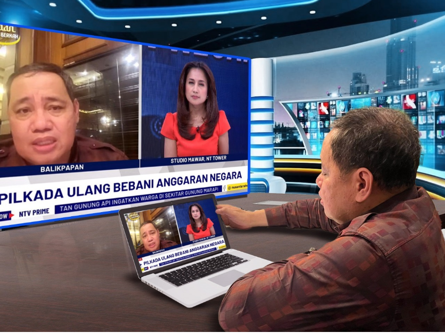 Anggota Bawaslu Herwyn JH Malonda saat sedang melakukan wawancara siaran langsung Nusantara TV secara daring, Senin, (4/3/2025).