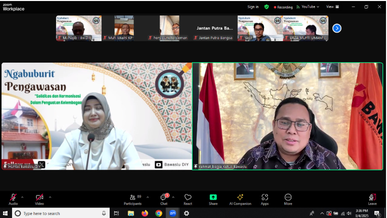 Ketua Bawaslu Rahmat Bagja saat menjadi narasumber dalam giat Ngabuburit Pengawasan yang digelar Bawaslu DIY pada Selasa (4/3/2025) secara daring