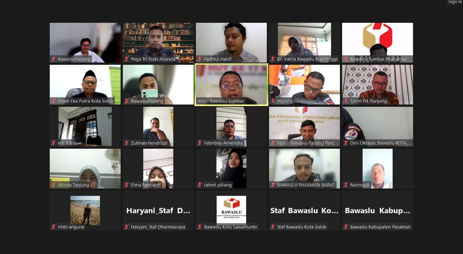 Pelaksanaan Zoom Meeting PDPB oleh Bawaslu Provinsi Sumbar Via Daring. 24/6/2025