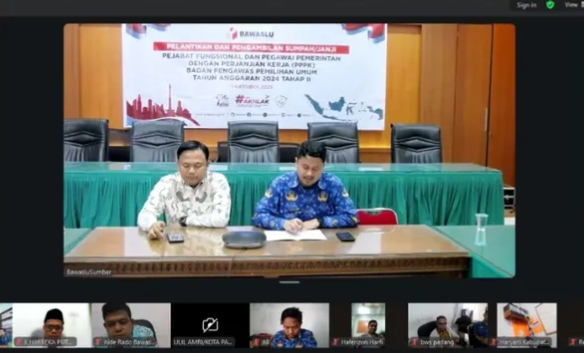 Zoom Meeting yang diadakan Bawaslu Provinsi Sumatera Barat Dalam Rangka Persiapan Pleno PDPB Triwulan III
