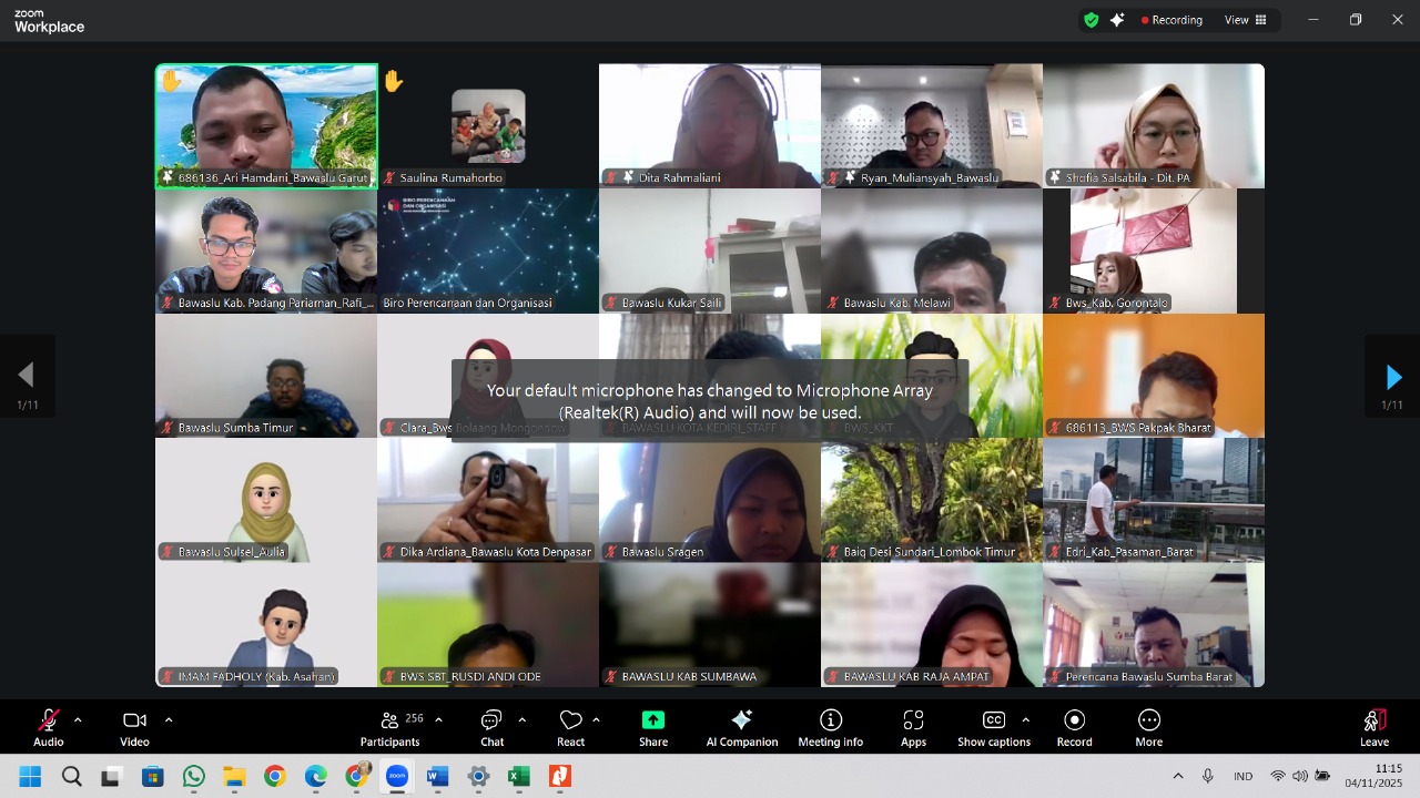 Kegiatan Penguatan Kapasitas Pengelola Aplikasi Modul Komitmen dan Aplikasi E Monev Bappenas secara daring, Selasa, 04/11/2025
