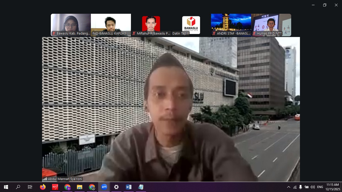 Rapat Implementasi Website PPID Terintegrasi yang diselenggarakan oleh Bawaslu RI secara daring.