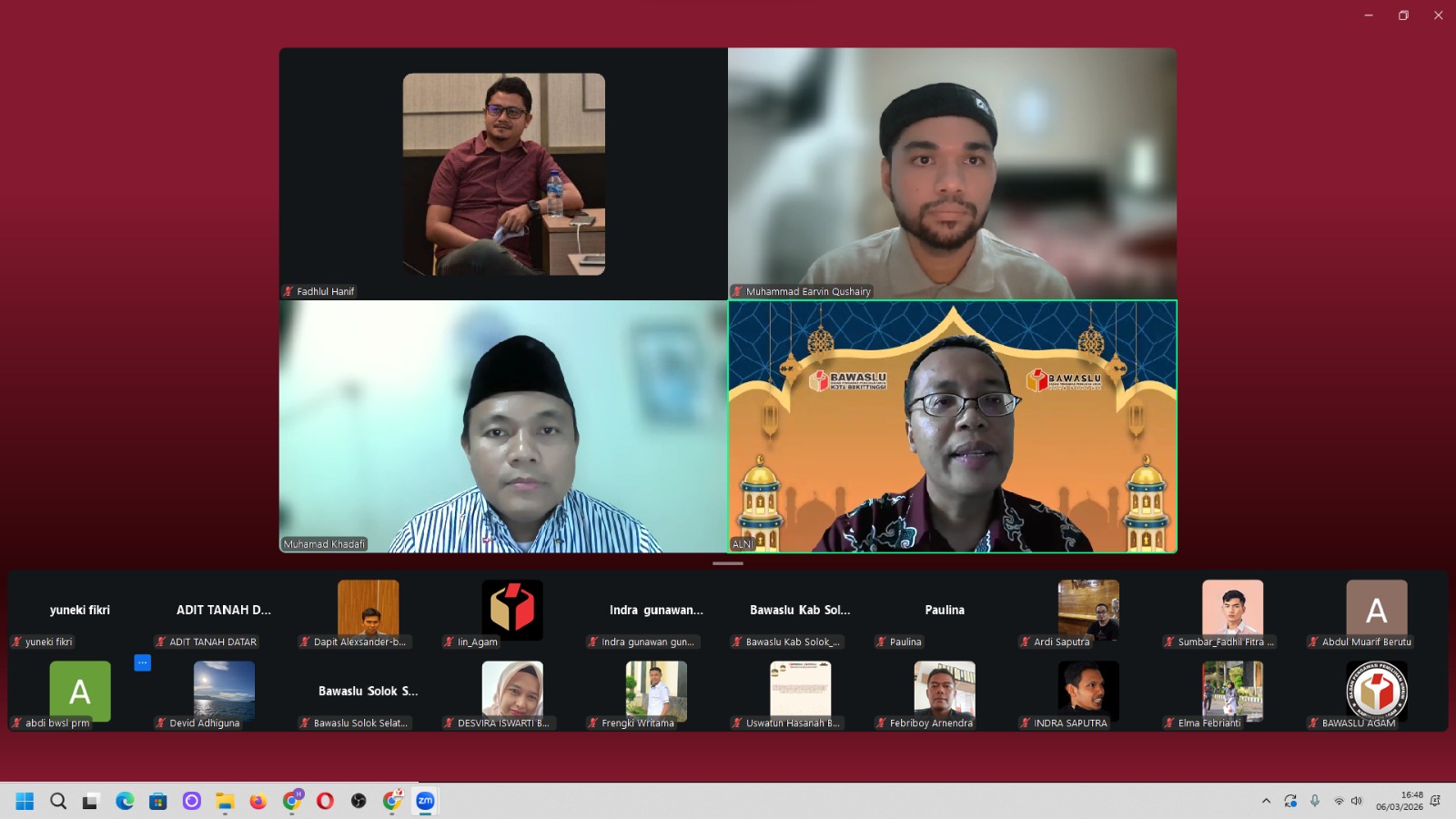 Bawaslu Padang Pariaman Ikuti Rapat Persiapan Pleno PDPB Triwulan I Tahun 2026