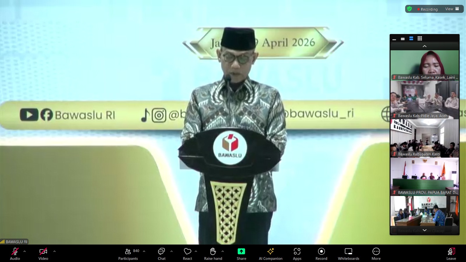 Bawaslu Padang Pariaman Ikuti Peringatan HUT ke-18 Bawaslu RI Secara Daring