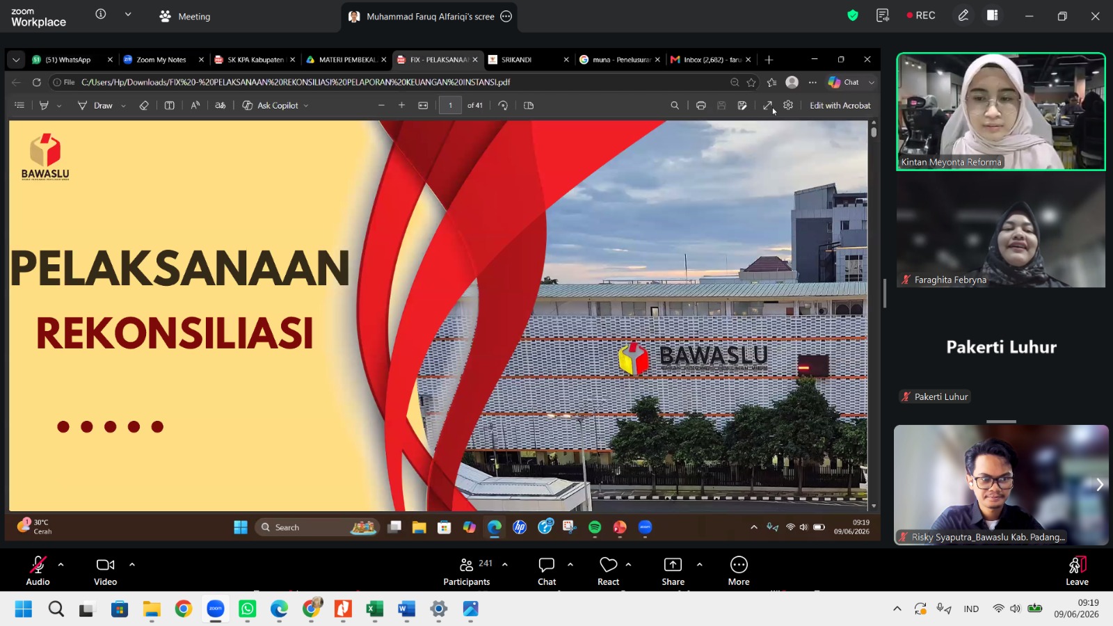 Perkuat Akuntabilitas Pengelolaan Keuangan, Bawaslu Padang Pariaman Ikuti Pembinaan Penyusunan Laporan Keuangan Tahun 2026. 