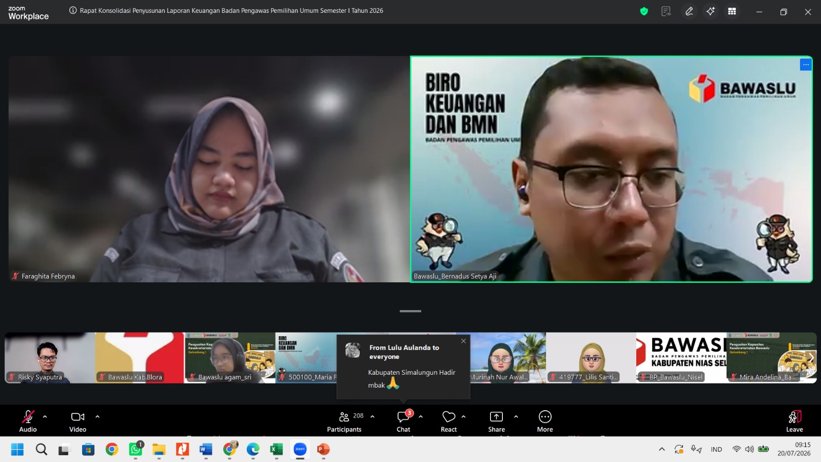 Perkuat Akuntabilitas, Bawaslu Padang Pariaman Ikuti Konsolidasi Penyusunan Laporan Keuangan Semester I Tahun 2026