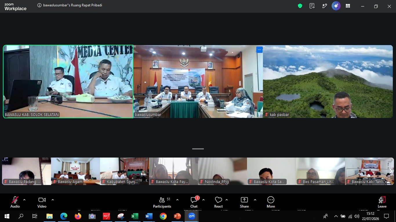 Bawaslu Padang Pariaman Ikuti Rapat Pemantauan Semester I Tahun 2026