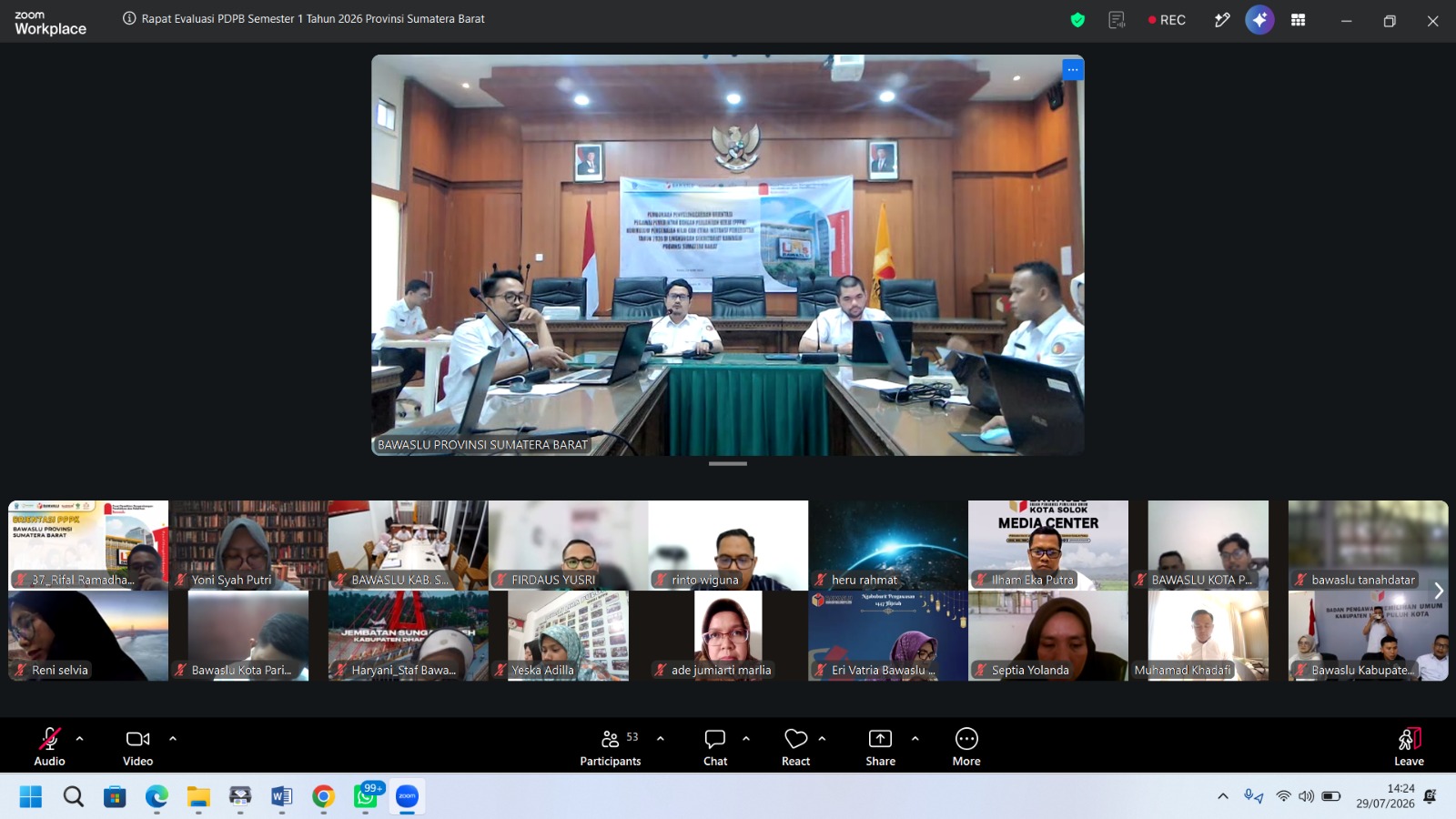 Bawaslu Padang Pariaman Ikuti Rapat Evaluasi Pengawasan PDPB Semester I Tahun 2026