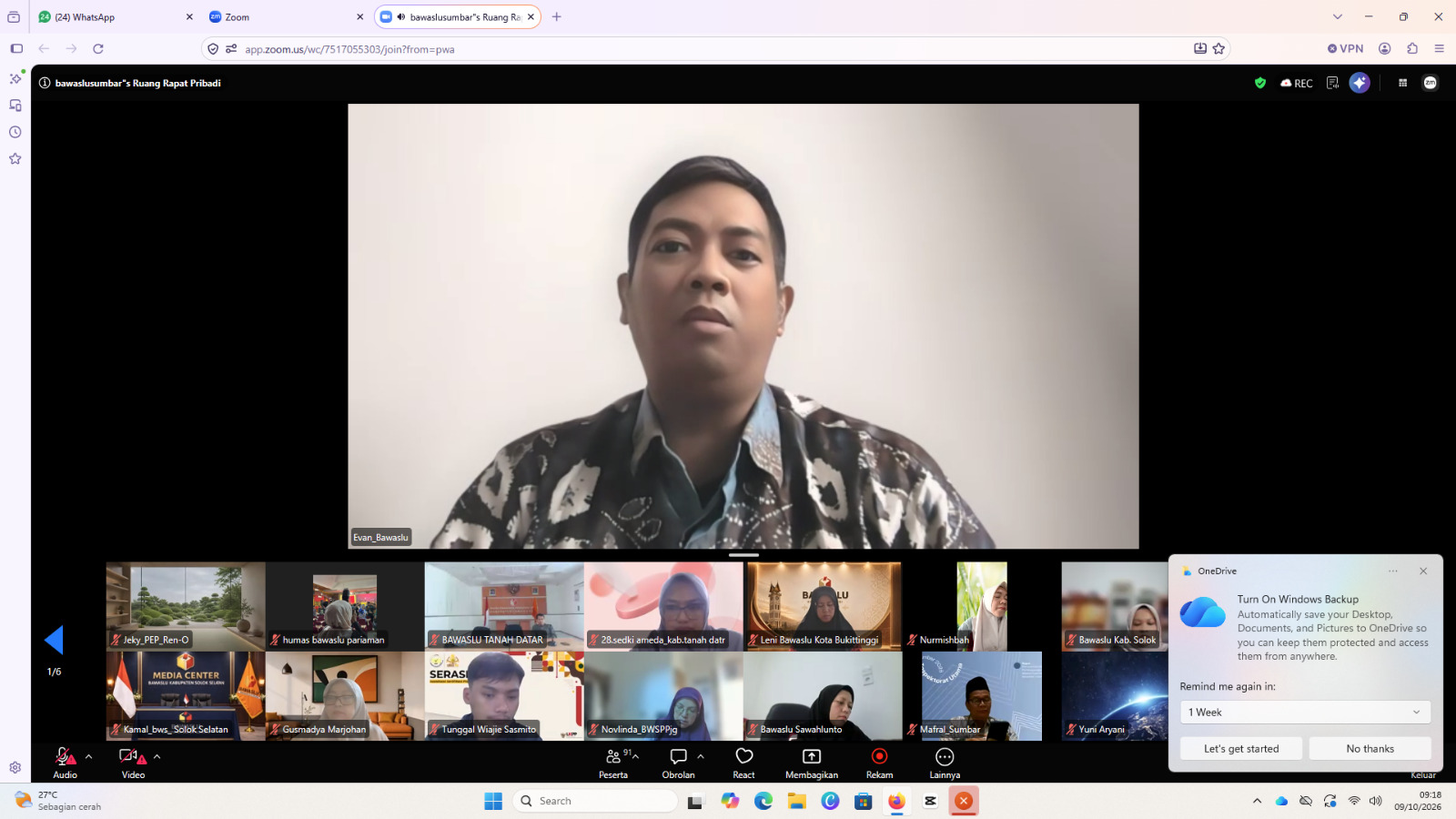 Kegiatan Zoom Rapat Evaluasi Kinerja dan Monev Program Triwulan III Tahun 2026