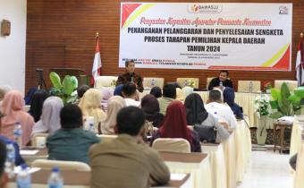 Badan Pengawas Pemilu (Bawaslu) Kabupaten Padang Pariaman menggelar acara Penguatan Kapasitas Aparatur Panwaslu Kecamatan dalam Penanganan Pelanggaran dan Penyelesaian Sengketa Proses Tahapan Pemilihan Kepala Daerah Tahun 2024.