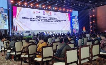 Rapat Koordinasi Nasional Kesiapan Kepala Daerah Menjaga Netralitas ASN pada Pemilihan Serentak Tahun 2024 digelar oleh Bawaslu RI pada Selasa (17/9) di Ecovention Hall Ancol, Jakarta.