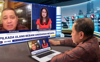 Anggota Bawaslu Herwyn JH Malonda saat sedang melakukan wawancara siaran langsung Nusantara TV secara daring, Senin, (4/3/2025).