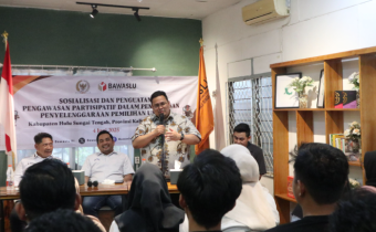Ketua Bawaslu Rahmat Bagja saat menjadi narasumber di Forum Dialog Kepemiluan yang Digelar di Kabupaten Hulu Sungai Tengah, Provinsi Kalimantan Selatan pada Rabu (4/6/2025).