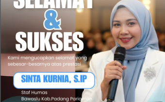 Ucapan Selamat Dari Bawaslu Padang Pariaman Kepada Staf Humas atas nama Sinta Kurnia
