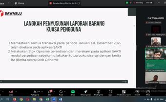 Rapat koordinasi yang diselenggarakan oleh Biro Keuangan dan Barang Milik Negara (BMN) Bawaslu RI